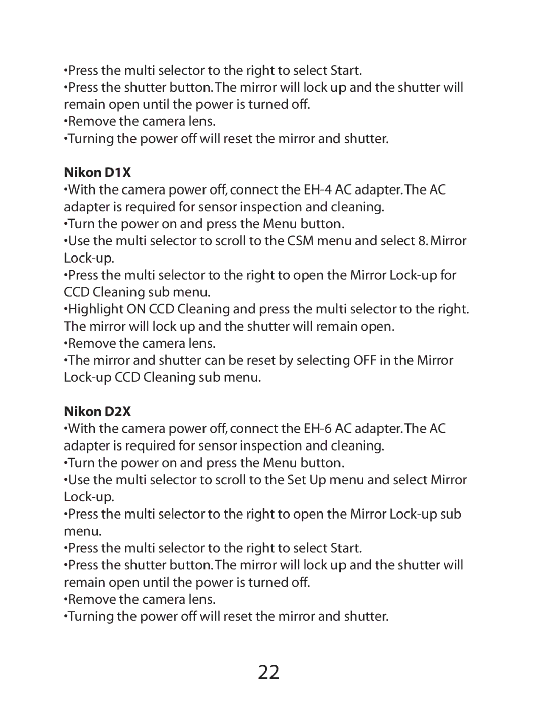 Delkin Devices SensorScope System manual Nikon D1X, Nikon D2X 