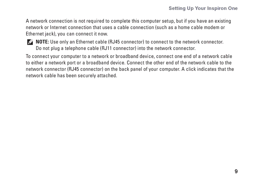 Dell 19T, 01HNXJA00 setup guide Setting Up Your Inspiron One 