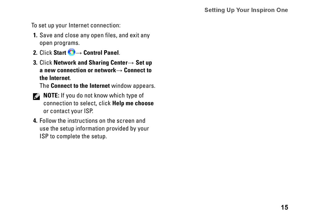 Dell 19T, 01HNXJA00 setup guide Setting Up Your Inspiron One 