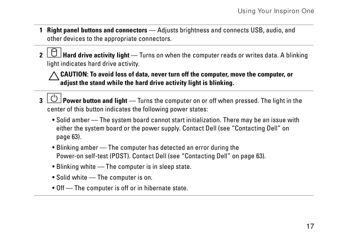 Dell 01HNXJA00, 19T setup guide Using Your Inspiron One 