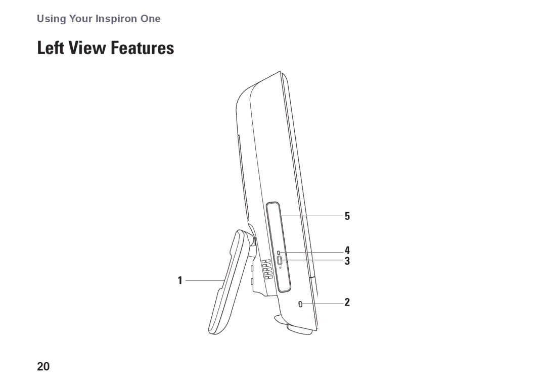 Dell 01HNXJA00, 19T setup guide Left View Features 