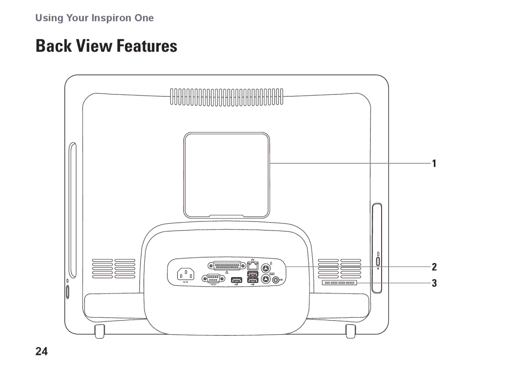 Dell 19T, 01HNXJA00 setup guide Back View Features 