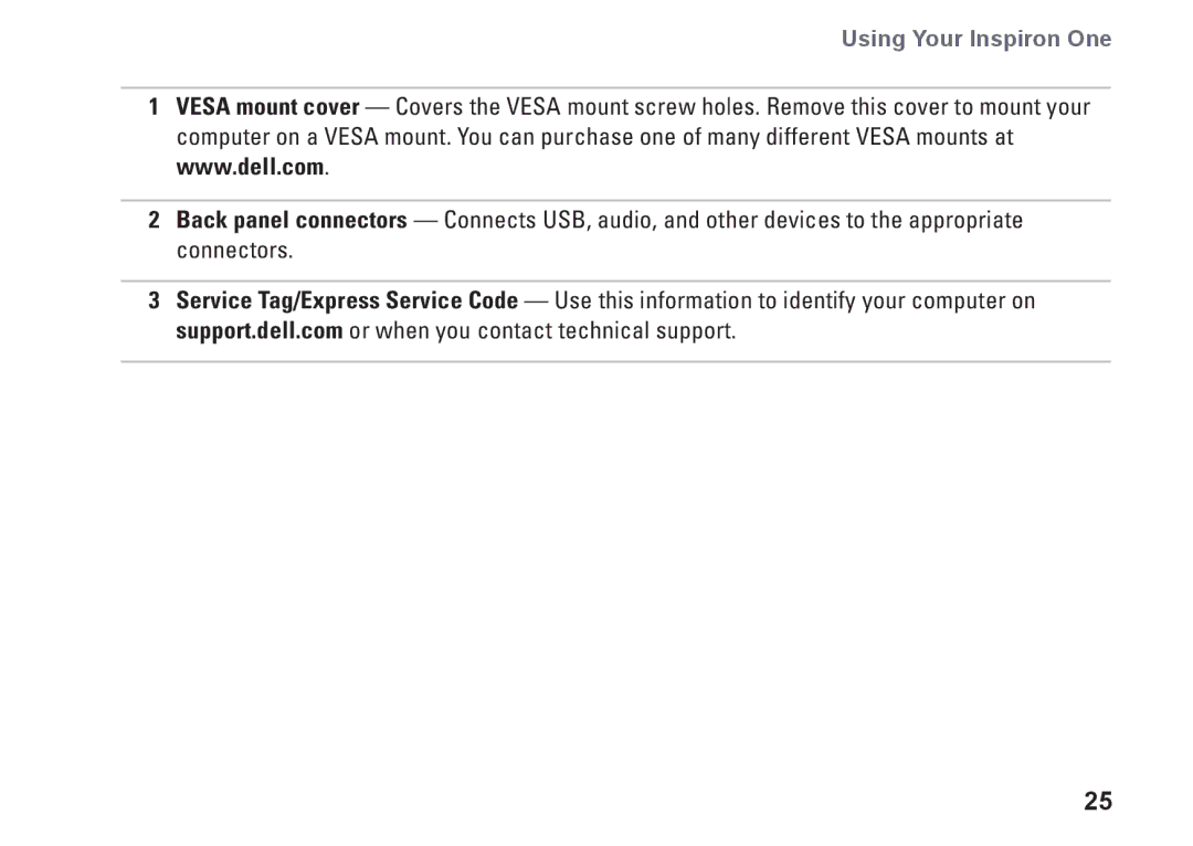 Dell 01HNXJA00, 19T setup guide Using Your Inspiron One 