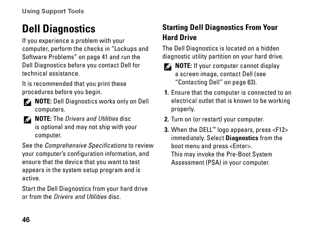 Dell 01HNXJA00, 19T setup guide Starting Dell Diagnostics From Your Hard Drive 