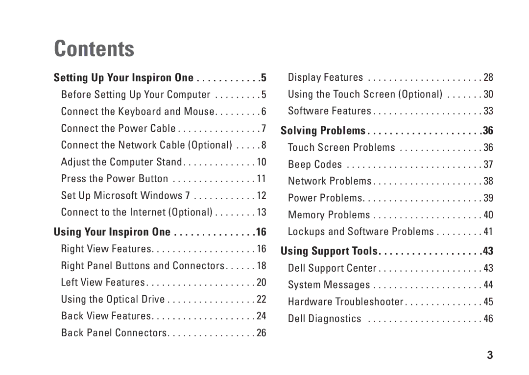 Dell 19T, 01HNXJA00 setup guide Contents 