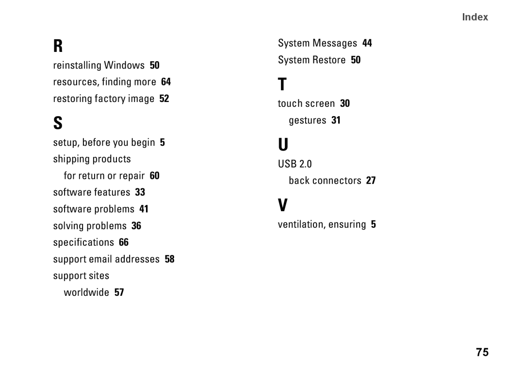 Dell 19T, 01HNXJA00 setup guide Index 