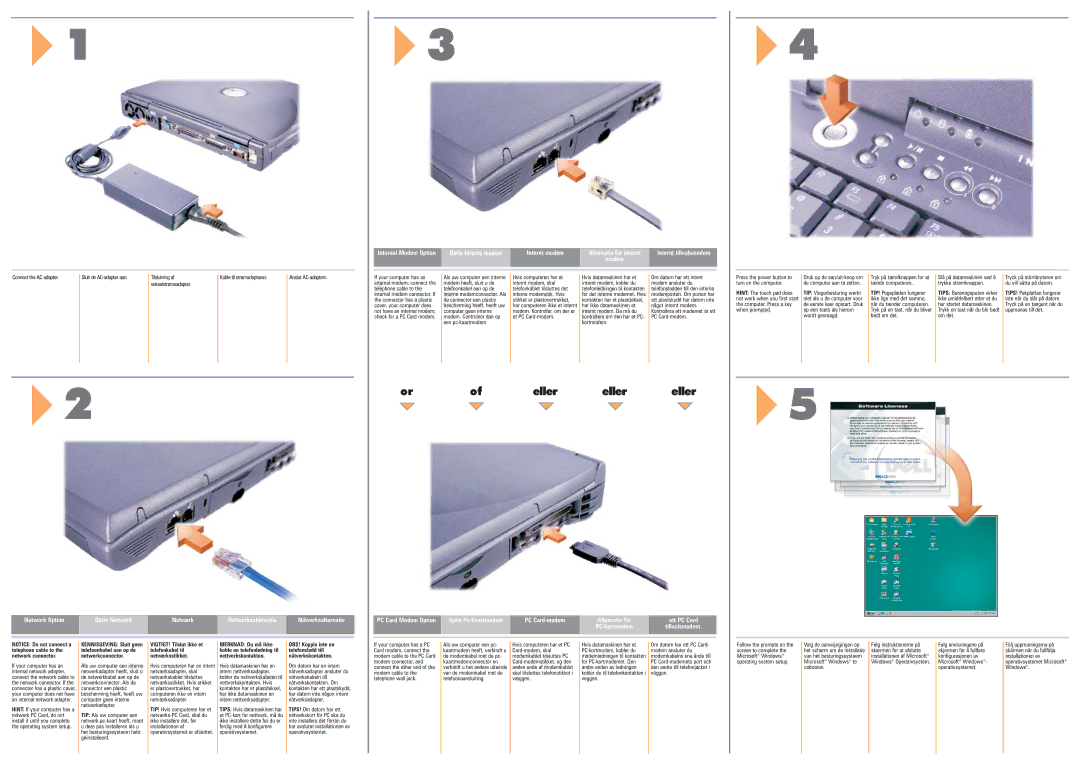 Dell 04VXD Om datorn har en intern, Internal network adapter, Netværksadapter, skal Intern nettverksadapter, PC Card-modem 