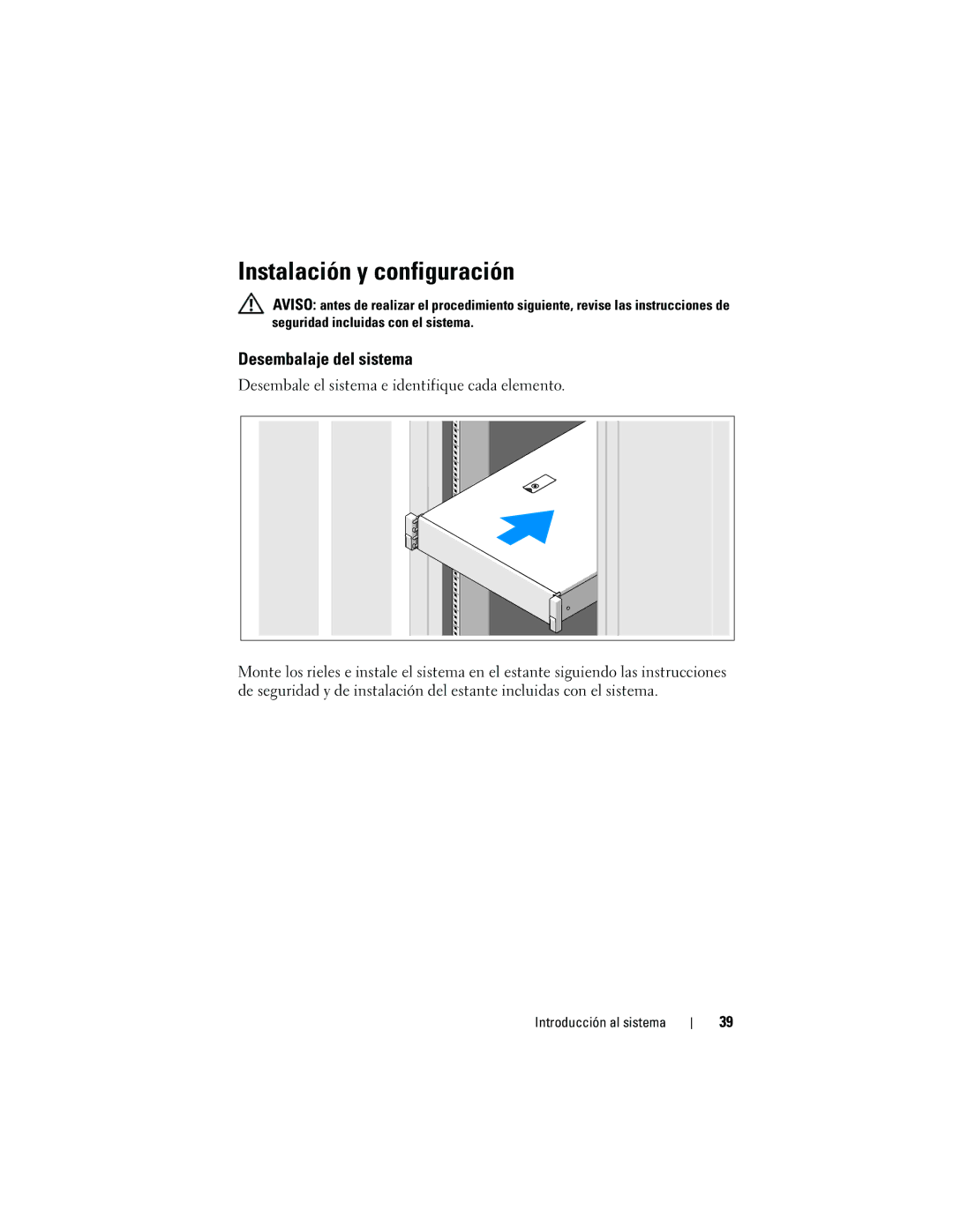 Dell NX3100, 05CPW manual Instalación y configuración, Desembalaje del sistema 