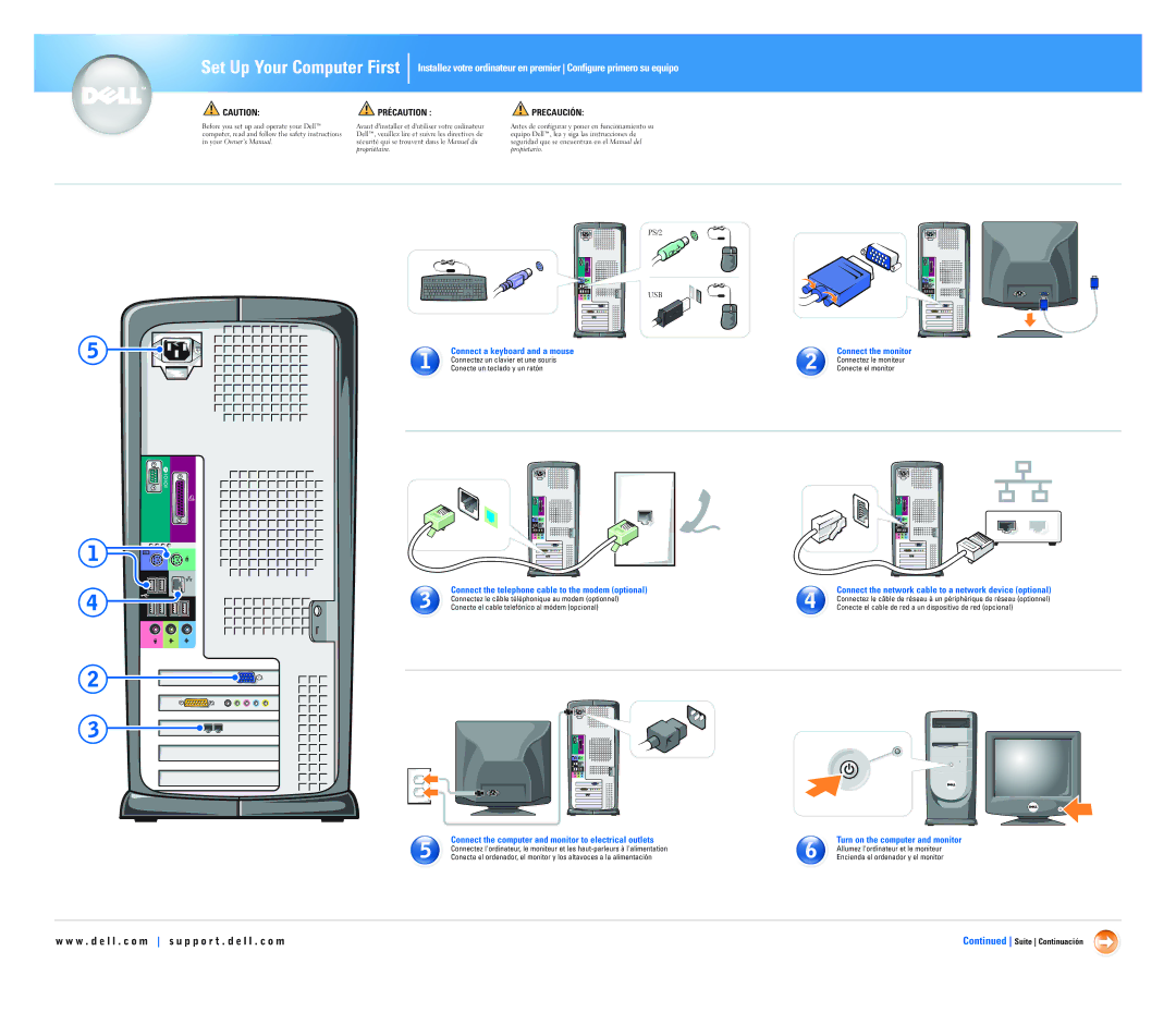 Dell 8250 Series, 05W750A00 owner manual Connect the telephone cable to the modem optional 