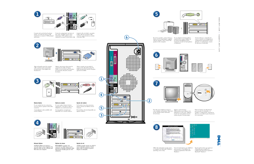 Dell 063KCE dimensions W . d e l l . c o m s u p p o r t . d e l l . c o m, Modem Option Option du modem Opción del módem 