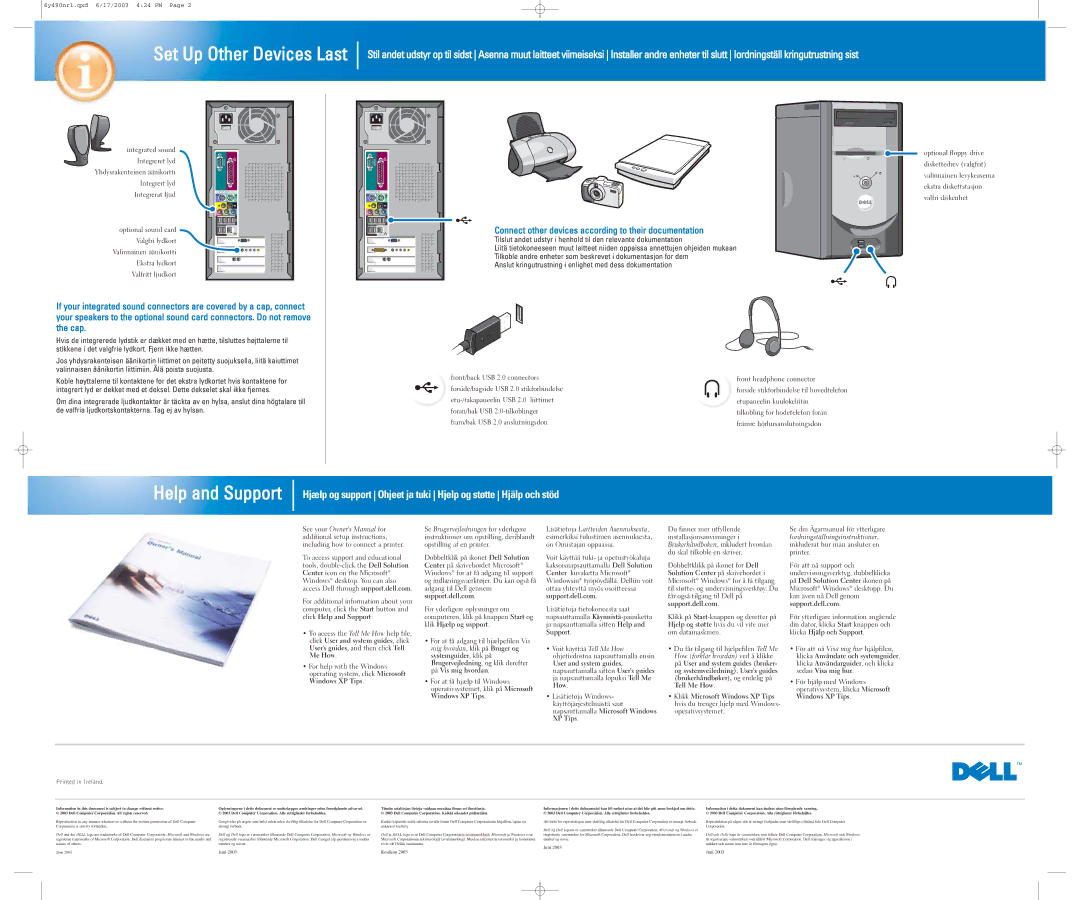 Dell 06Y490A01 owner manual Connect other devices according to their documentation, Juni, Kesäkuu 