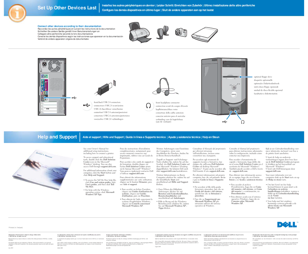 Dell 0D1420A01 Help and Support, Set Up Other Devices Last, Connect other devices according to their documentation 