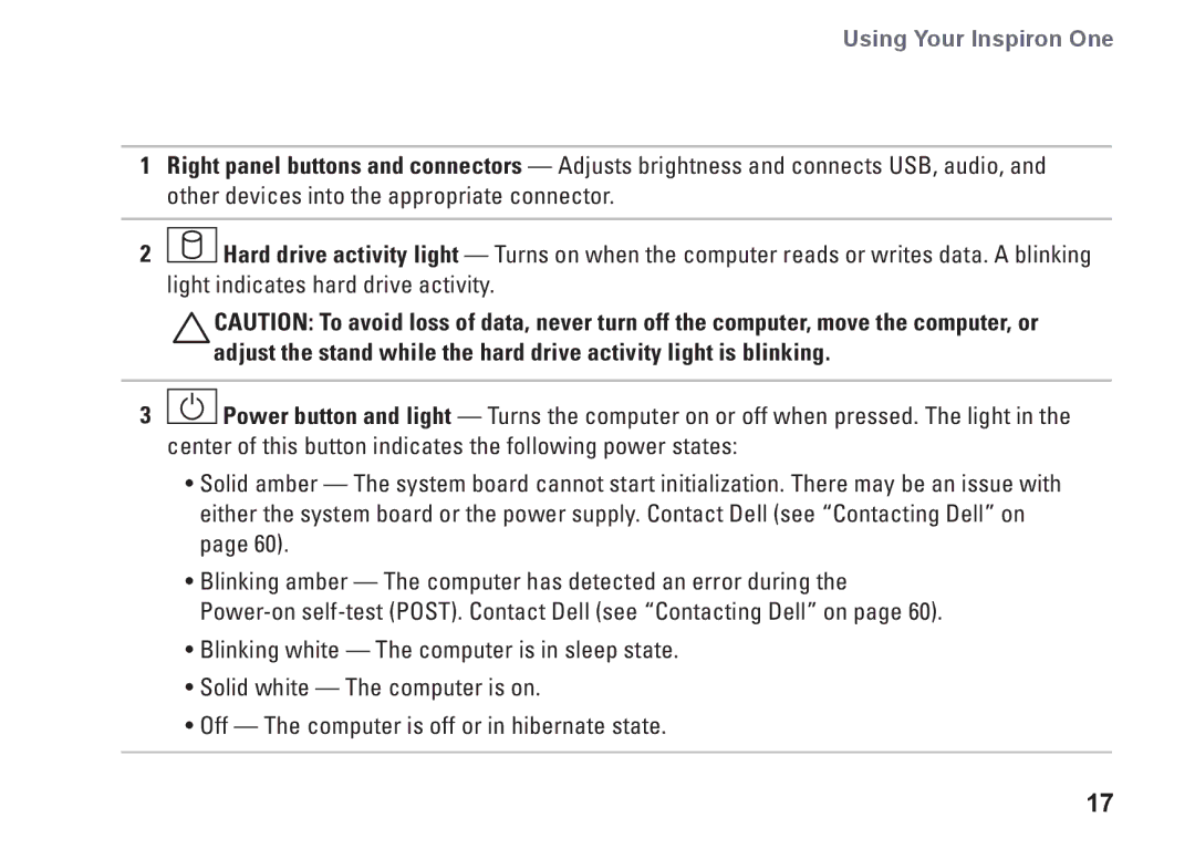 Dell 0DTN4TA00, W01B001 setup guide Using Your Inspiron One 