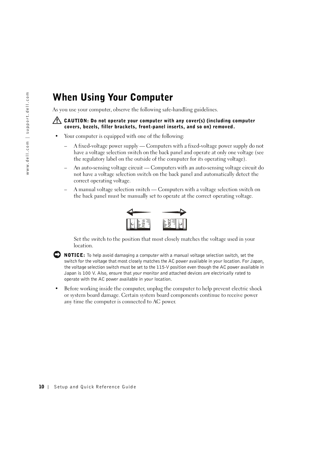 Dell 0F1697A00 manual When Using Your Computer 