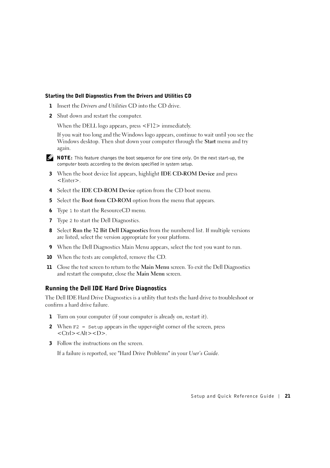 Dell 0F1697A00 manual Running the Dell IDE Hard Drive Diagnostics 