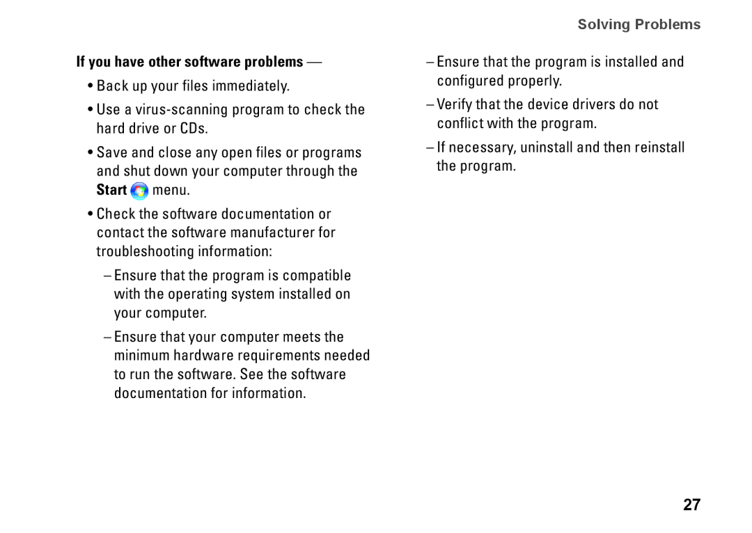 Dell 546, 0F970NA00, 535, 545, 537 setup guide If you have other software problems 