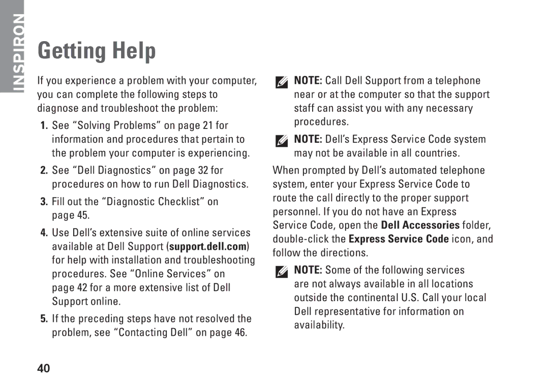 Dell 0F970NA00, 535, 545, 537, 546 setup guide Getting Help 