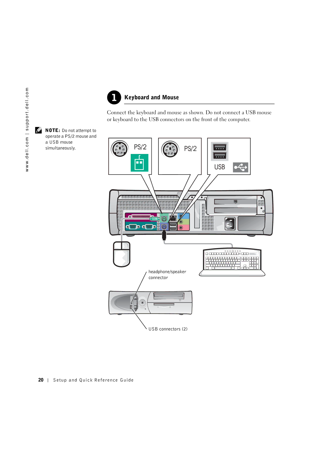 Dell 0G475 manual USB connectors Setup and Quick Reference Guide 