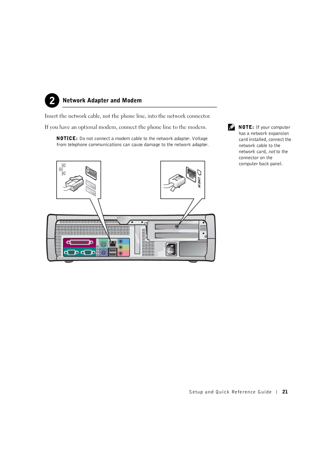 Dell 0G475 manual Network Adapter and Modem 