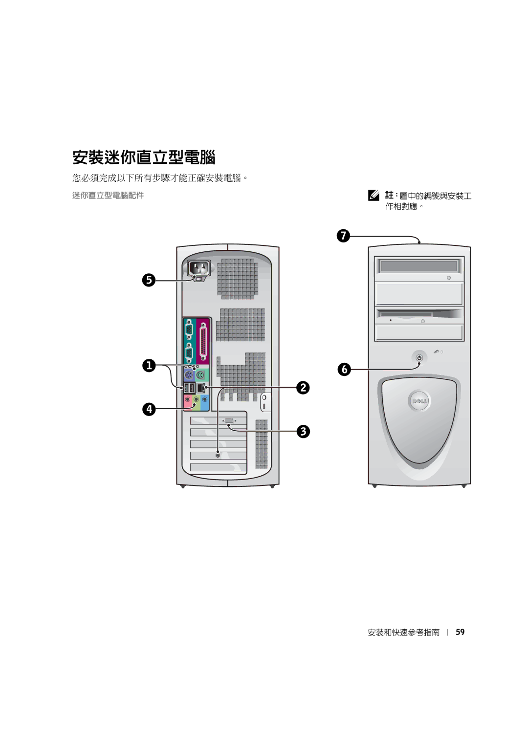 Dell 0G475 manual 安裝迷你直立型電腦 