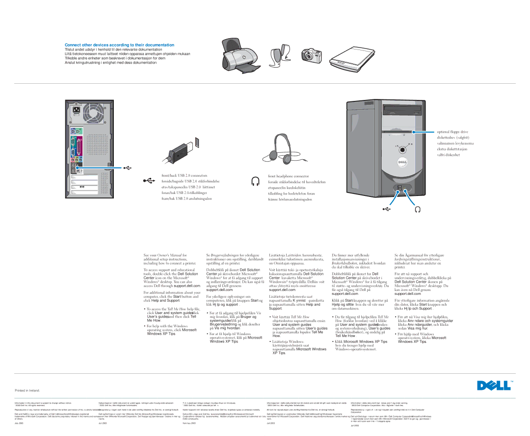 Dell 0H1215A01 owner manual Set Up Other Devices Last, Connect other devices according to their documentation 