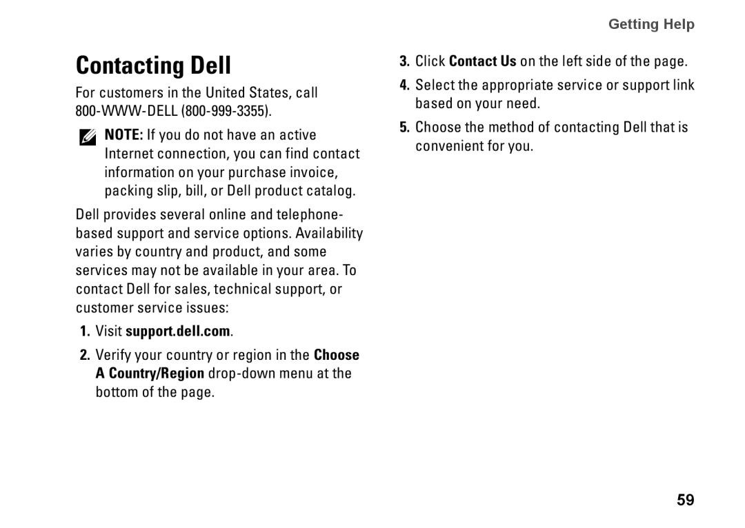 Dell D02U002, 0H4MWDA00, D02U001 setup guide Contacting Dell, Visit support.dell.com 