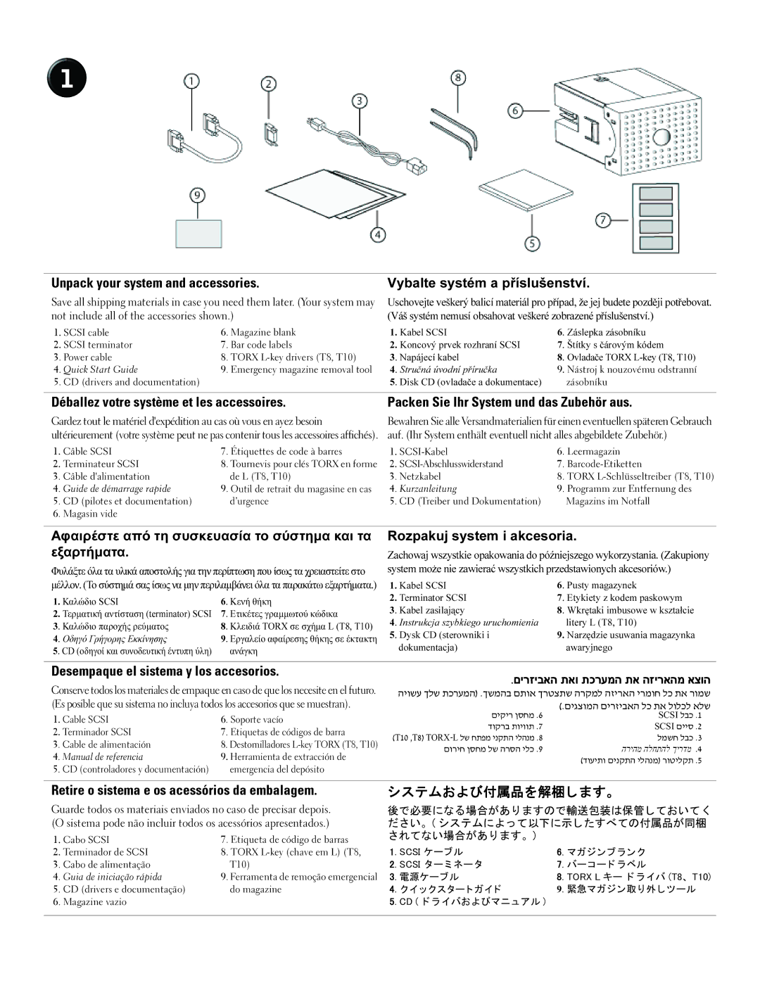 Dell 0JC276A02 manual םירזיבאה תאו תכרעמה תא הזיראהמ אצוה, システムおよび付属品を解梱します。 