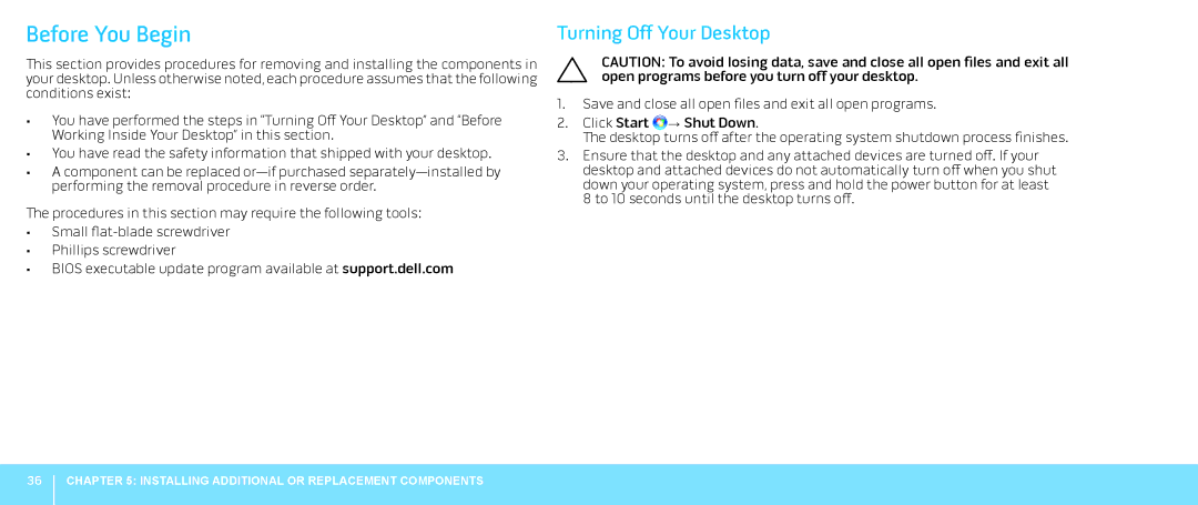 Dell 0JYTRGA00, Aurora-R2 manual Before You Begin, Turning Off Your Desktop 
