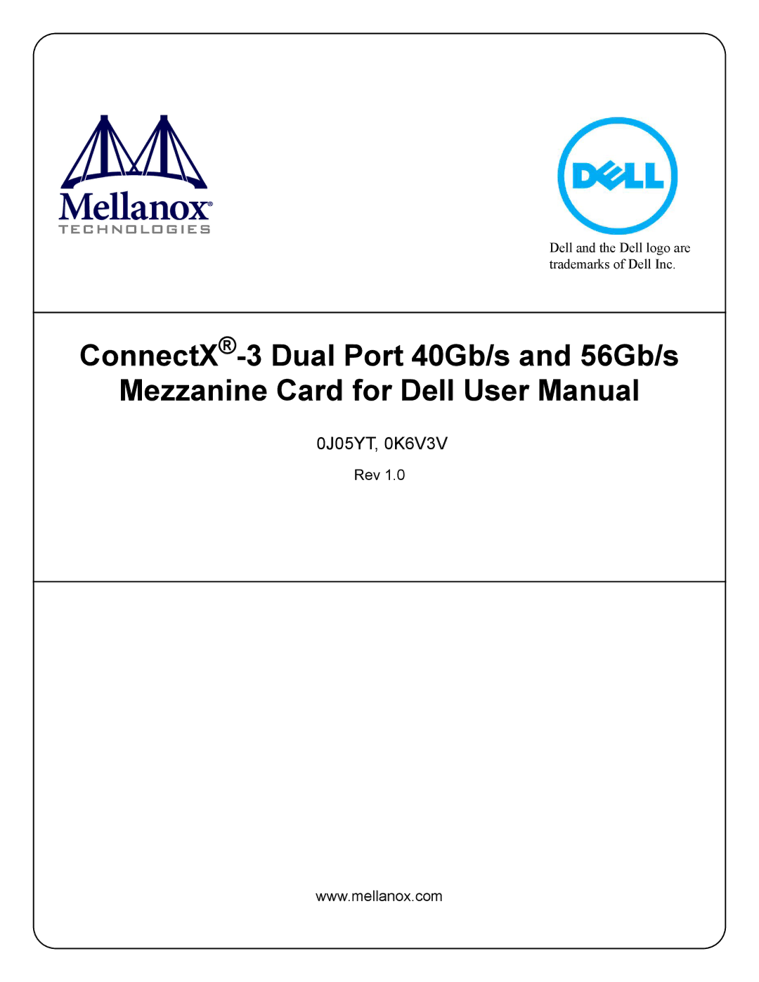 Dell 0J05YT, 0K6V3V user manual ConnectX-3 Dual Port 40Gb/s and 56Gb/s 