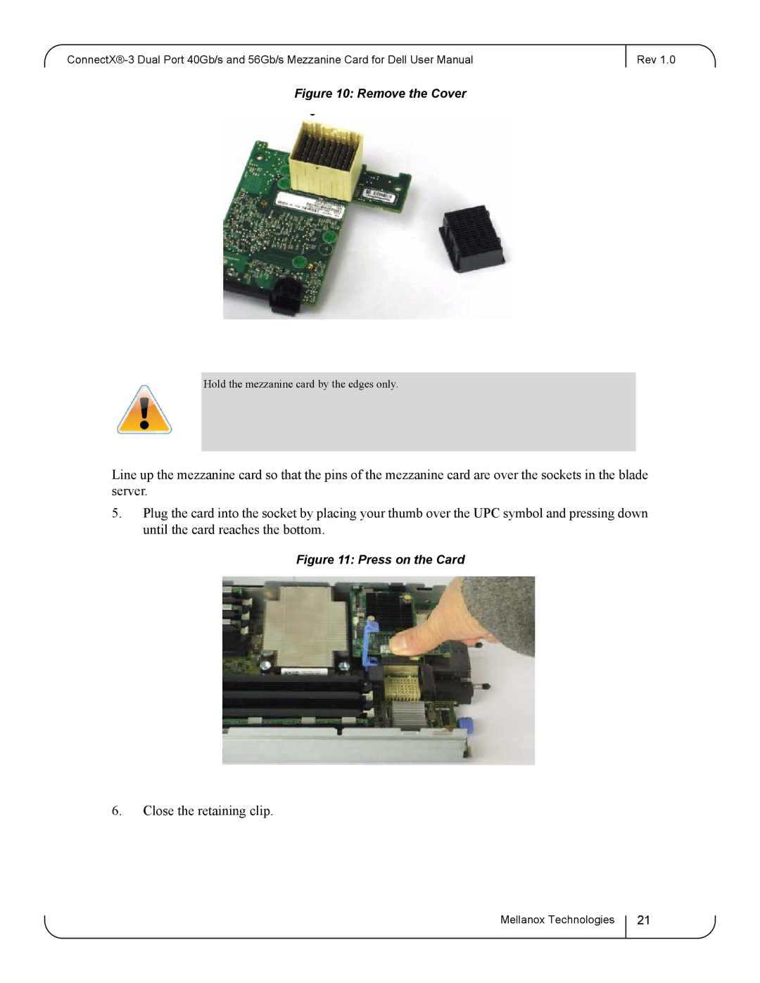 Dell 0J05YT, 0K6V3V user manual Close the retaining clip 