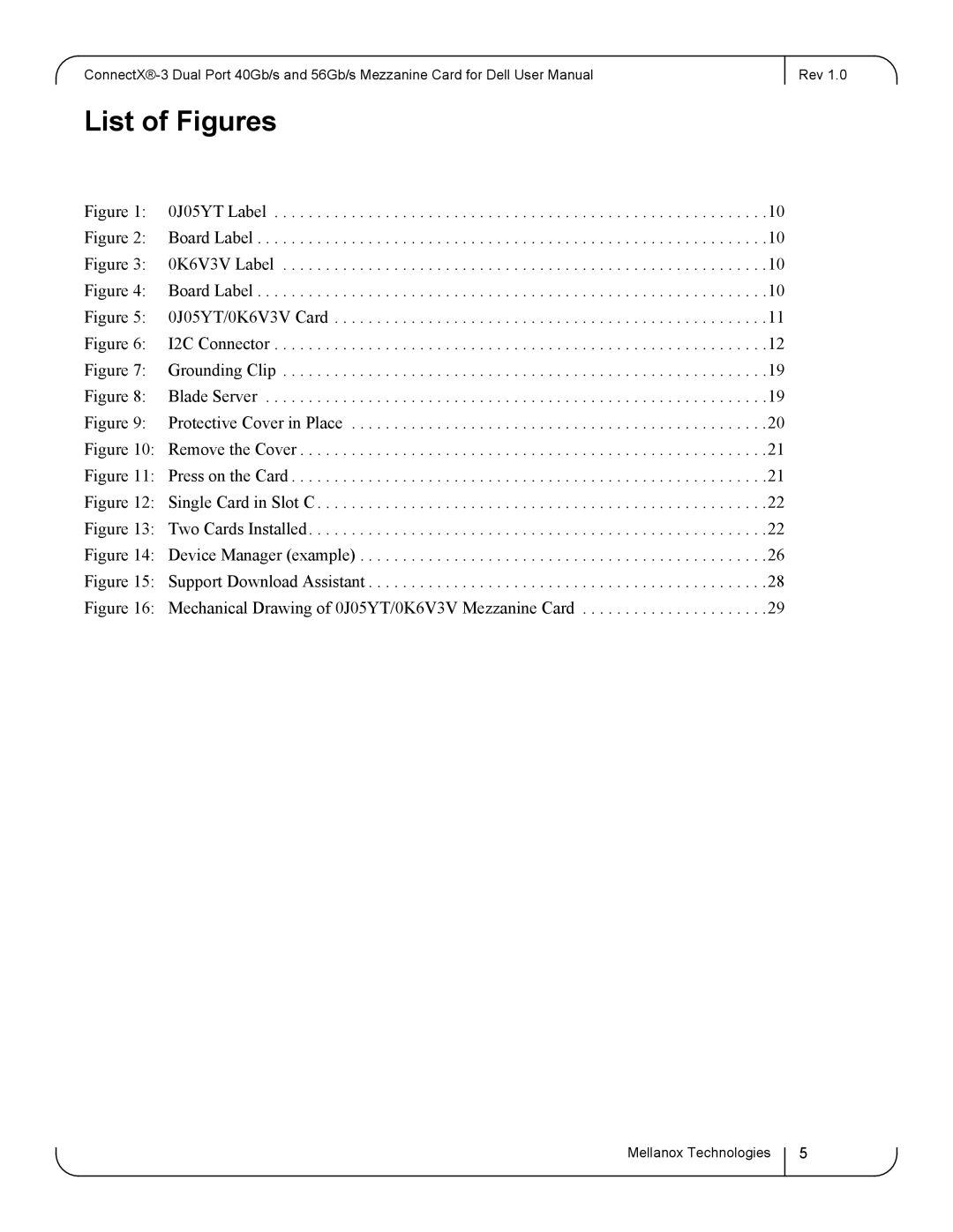 Dell 0K6V3V user manual List of Figures, 0J05YT Label 