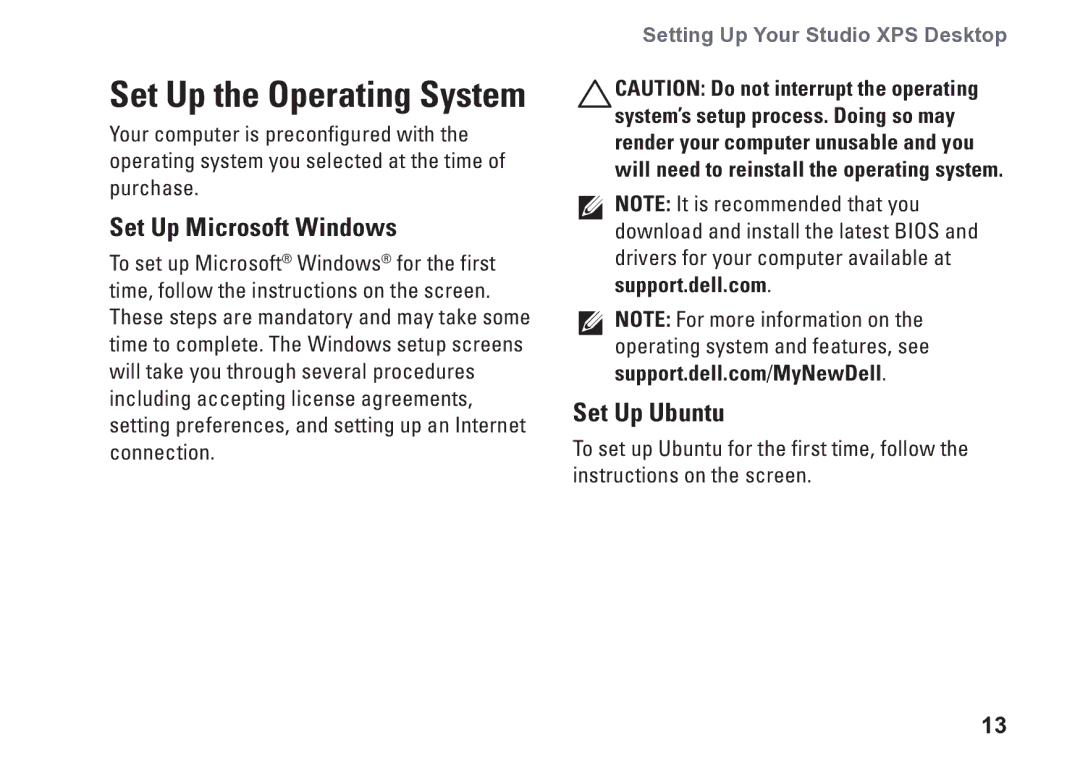 Dell D03M002, 0KM04CA00, 7100 setup guide Set Up Microsoft Windows, Set Up Ubuntu 