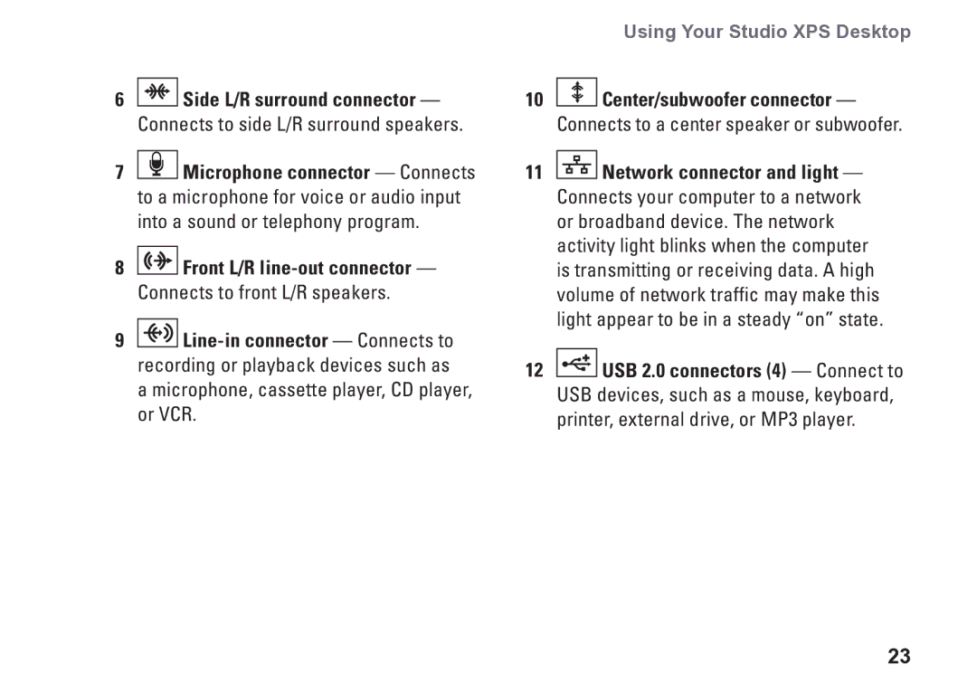 Dell 0KM04CA00, 7100, D03M002 setup guide Using Your Studio XPS Desktop 