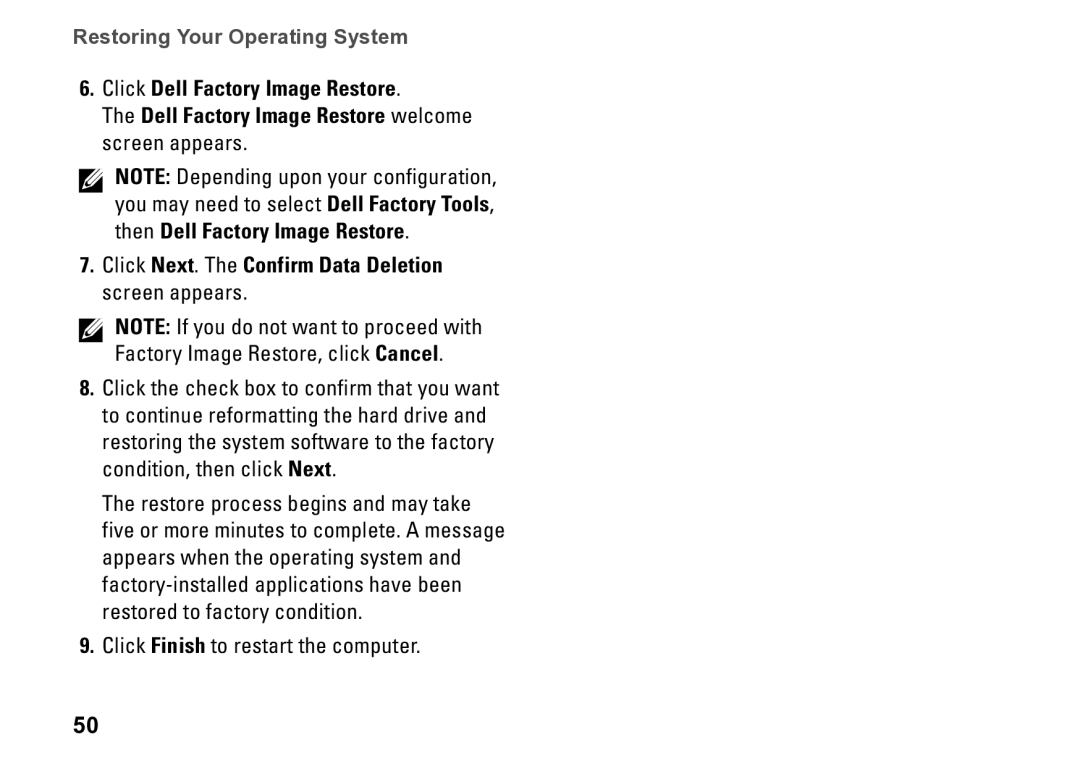 Dell 0KM04CA00, 7100, D03M002 setup guide Restoring Your Operating System 