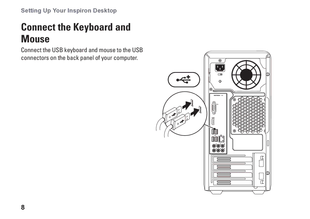 Dell 0M1PTFA00, DCME, D06M001 setup guide Connect the Keyboard Mouse 