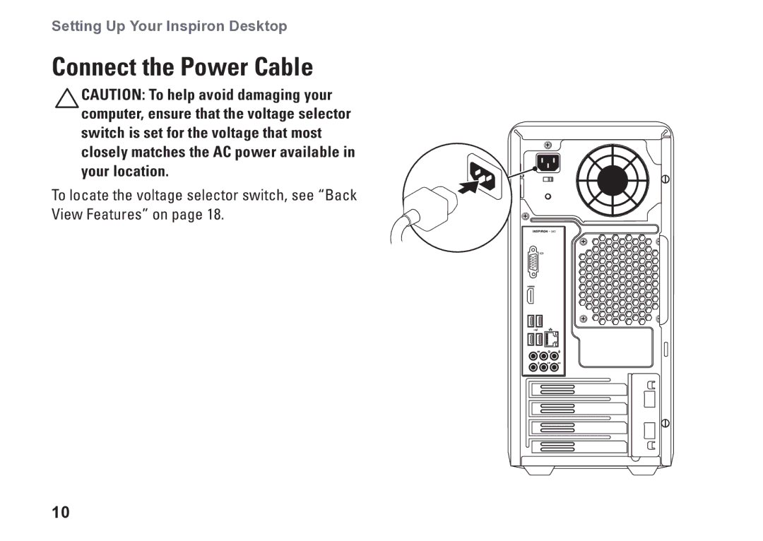 Dell DCME, 0M1PTFA00, D06M001 setup guide Connect the Power Cable 