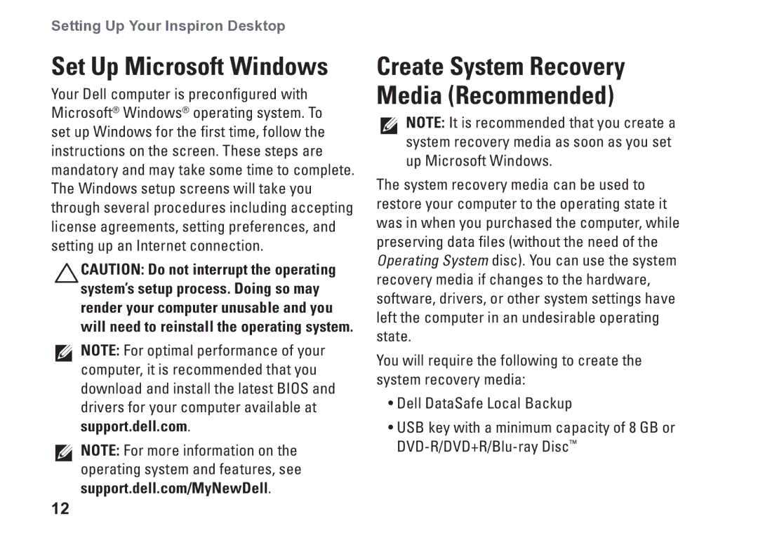 Dell 0M1PTFA00, DCME, D06M001 setup guide Set Up Microsoft Windows 