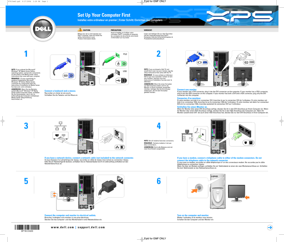 Dell XPS Gen 4, 0P7815A00 manual Set Up Your Computer First 