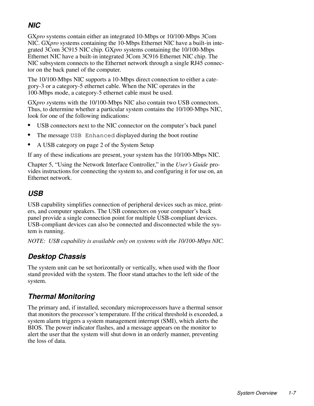 Dell 100-Mbps manual Desktop Chassis, Thermal Monitoring 