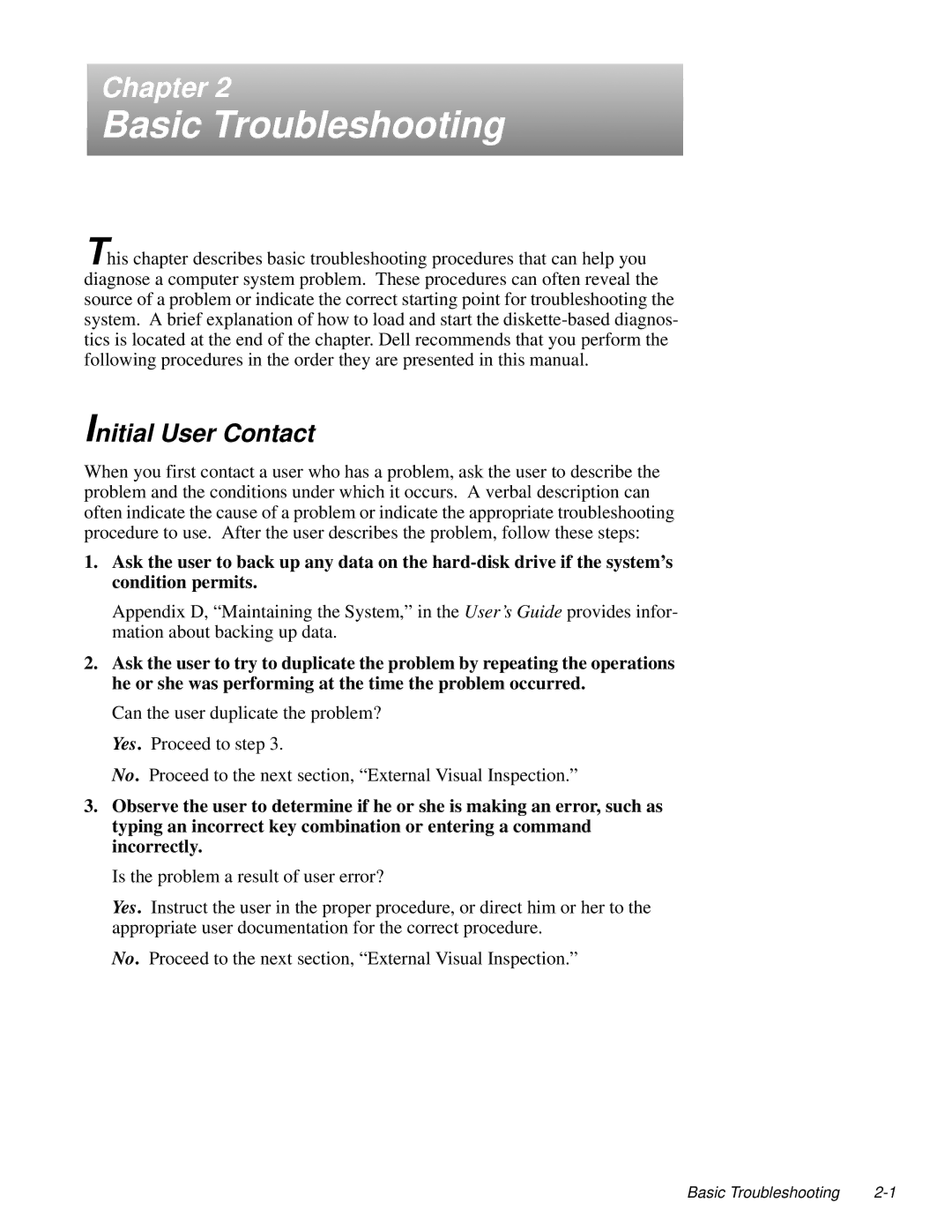 Dell 100-Mbps manual Basic Troubleshooting, Initial User Contact 