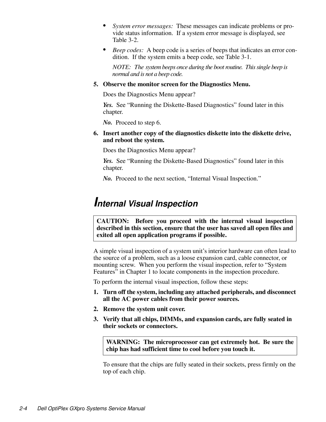 Dell 100-Mbps manual Internal Visual Inspection 