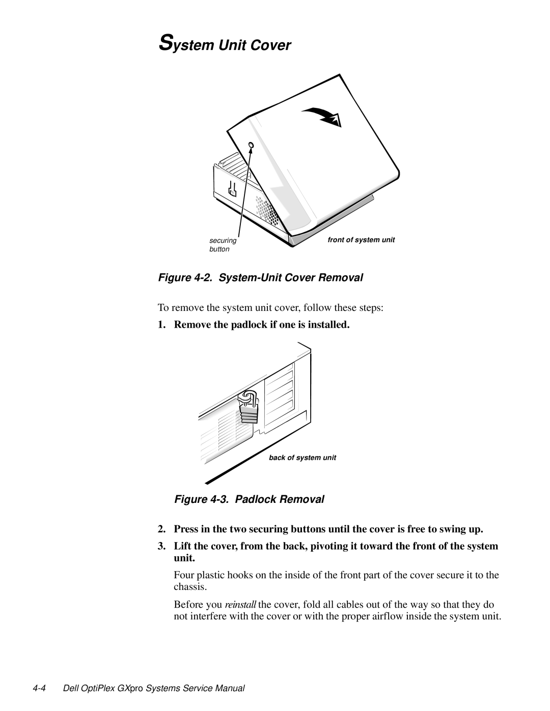 Dell 100-Mbps manual System Unit Cover, System-Unit Cover Removal 