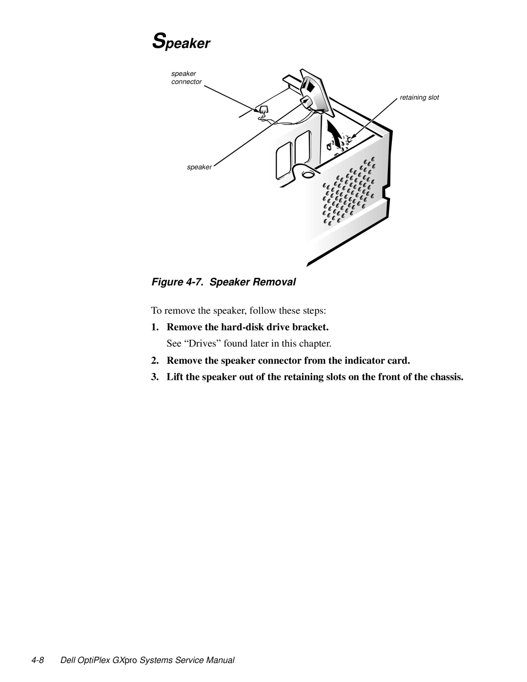 Dell 100-Mbps manual Speaker Removal 