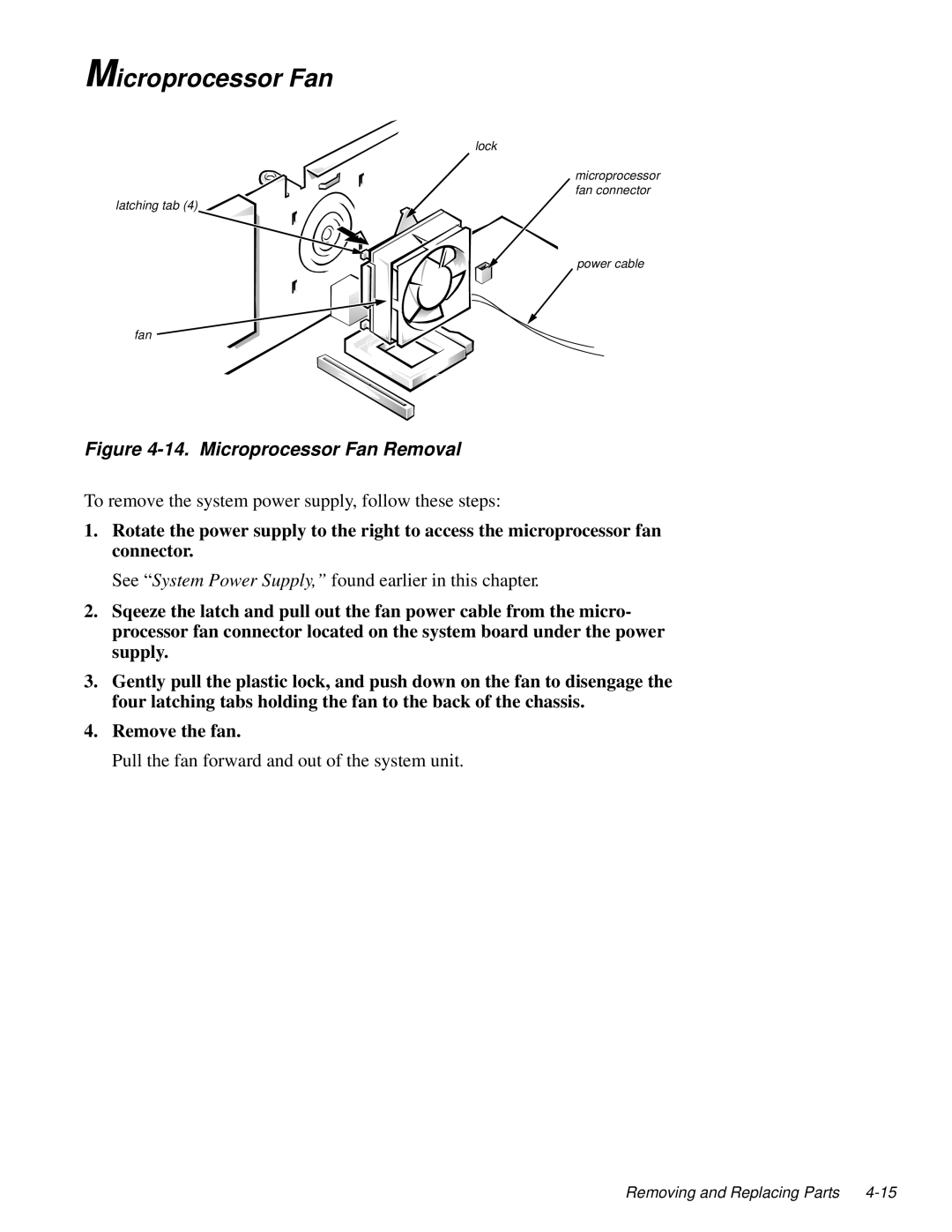 Dell 100-Mbps manual Microprocessor Fan Removal 