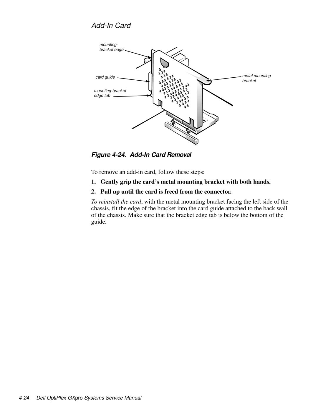 Dell 100-Mbps manual Add-In Card Removal 