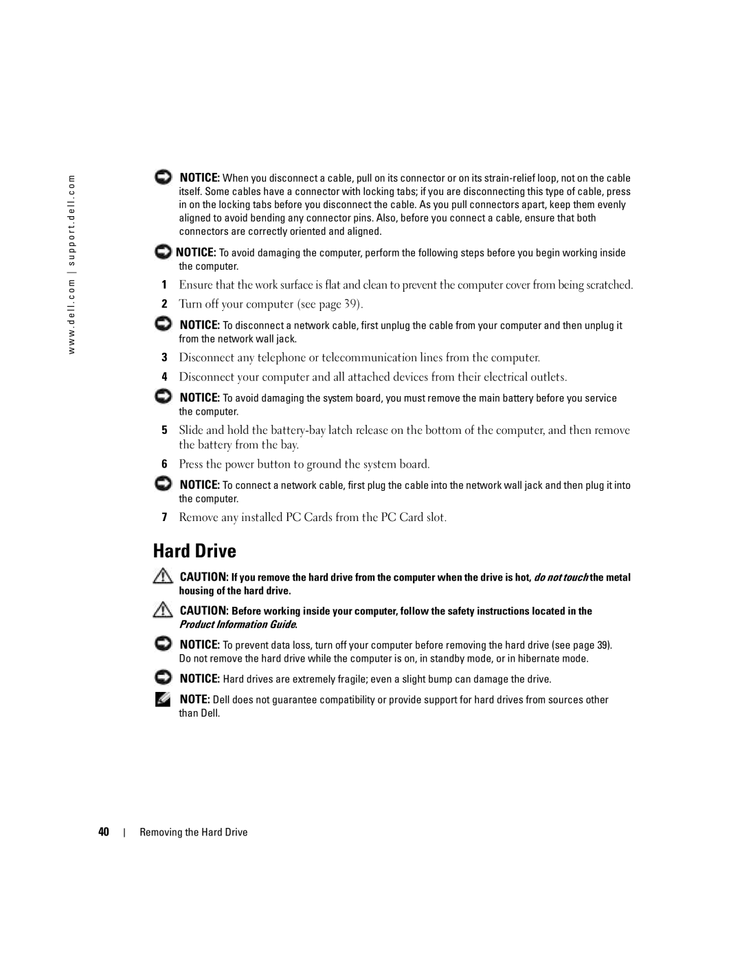 Dell 1000 owner manual Hard Drive 