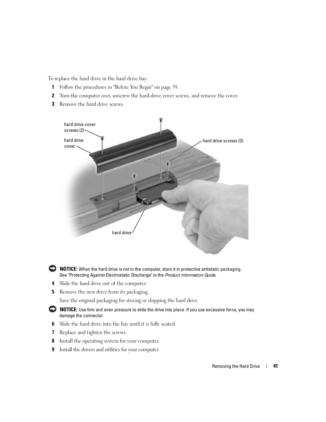 Dell 1000 owner manual Cover Hard drive 