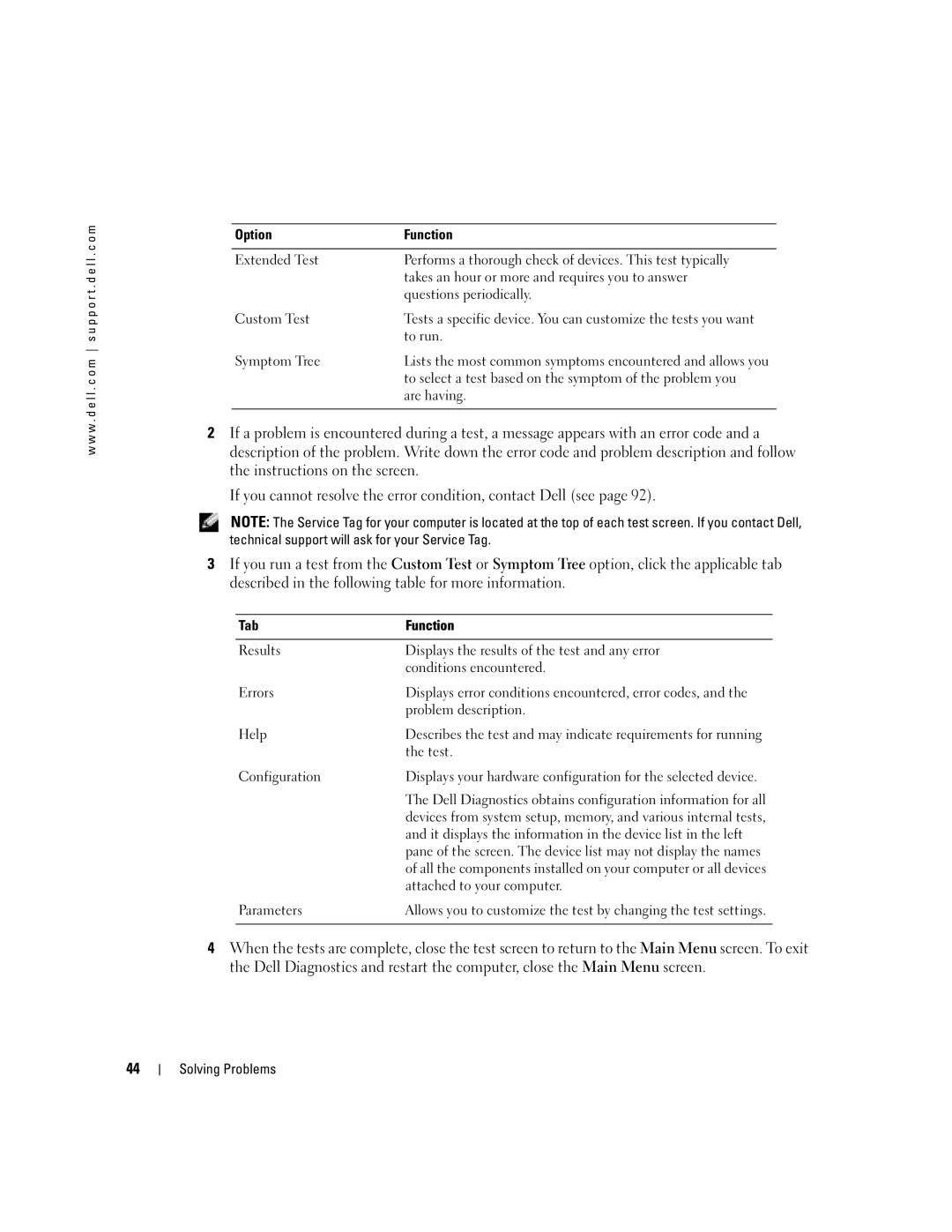 Dell 1000 owner manual Tab Function 