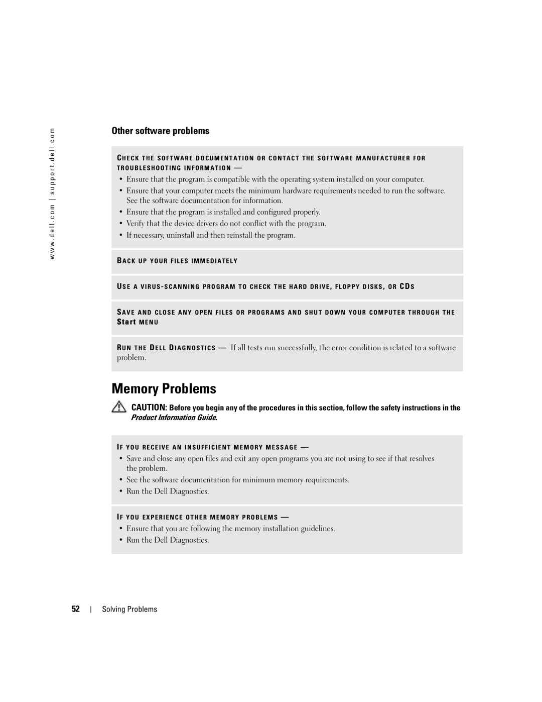 Dell 1000 owner manual Memory Problems, Other software problems 