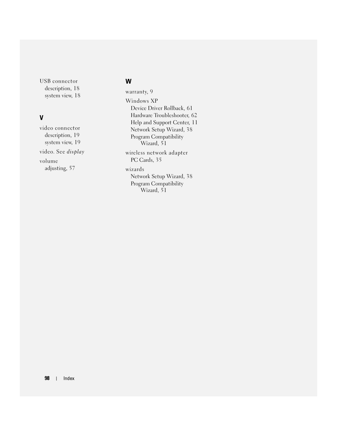 Dell 1000 owner manual Index 